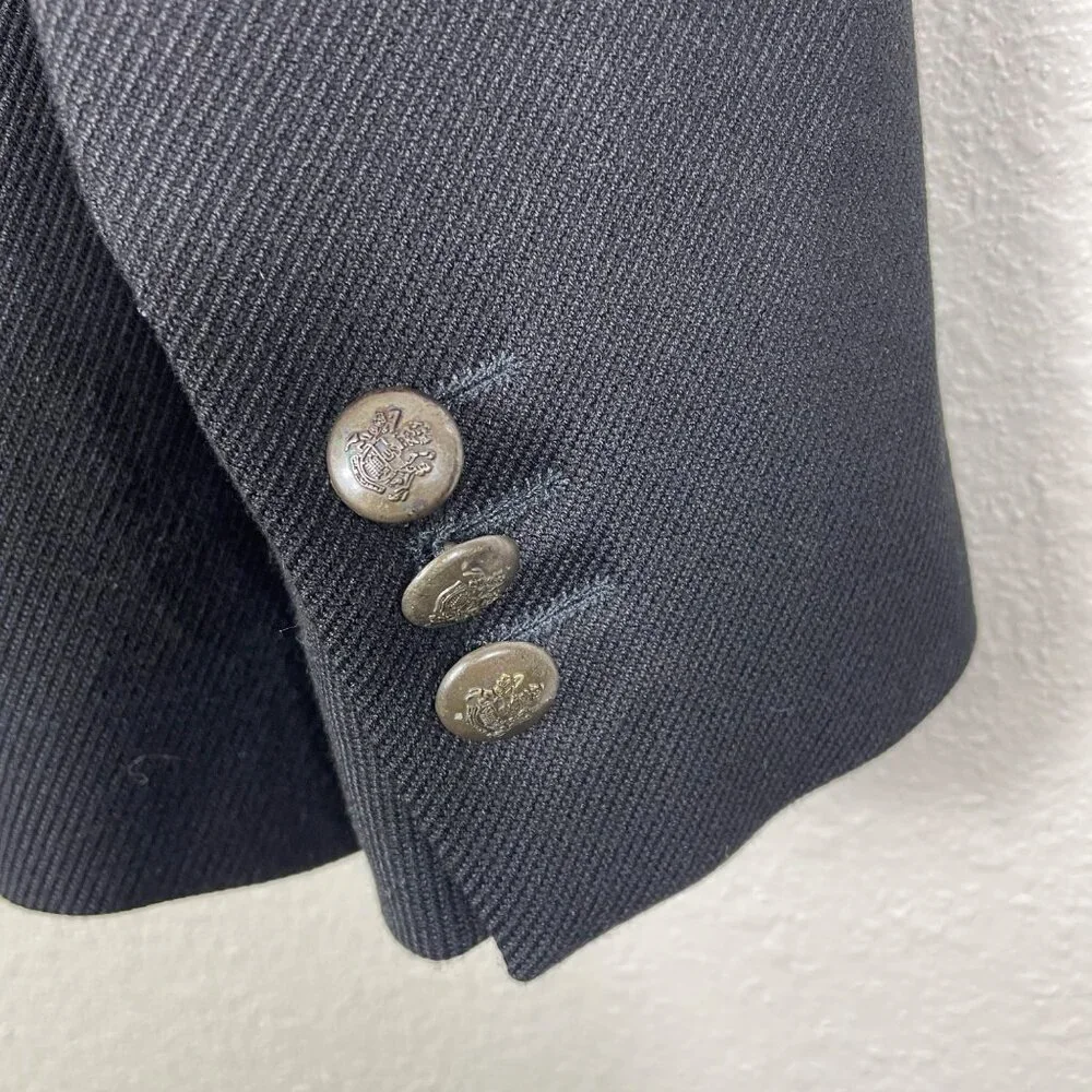 Zara Man Military Blazer Jacket Black Lined Double Vent Structured Size 36R - Picture 4 of 11
